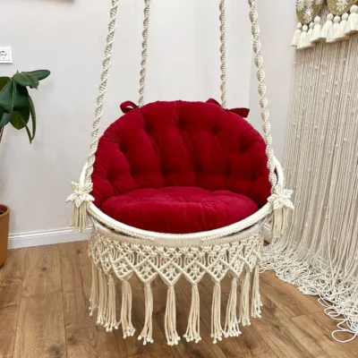 Red Rose Macrame Swing Chair