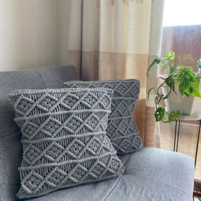 Macrame Cushion Cover Gray Color