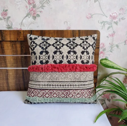 Hand block printed cushion cover