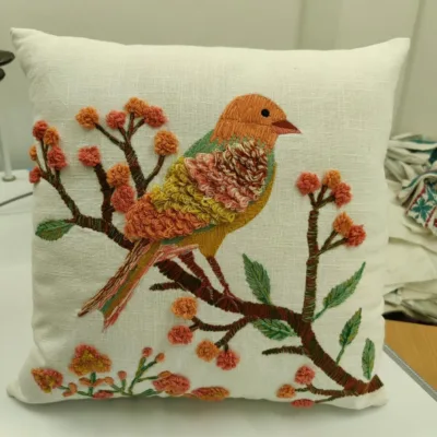 Handmade Cushion Cover Birds Printed